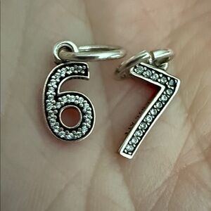 Sterling Silver Number 67 Charm Set